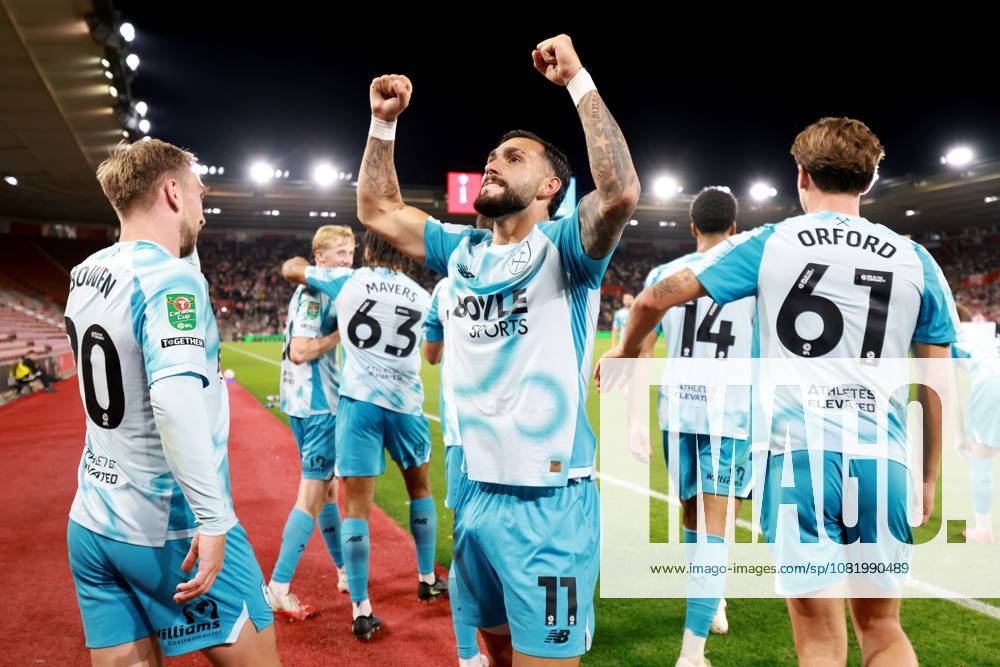 Valentin Castellanos of West Ham United celebrates scoring a goal after making the score 1-3. Southampton v West Ham United, EFL Carabao Cup, Second Round, Football, St Mary s Stadium, Southampton, UK - 25 Aug 2026Southampton St Mary s Stadium United Kingdom