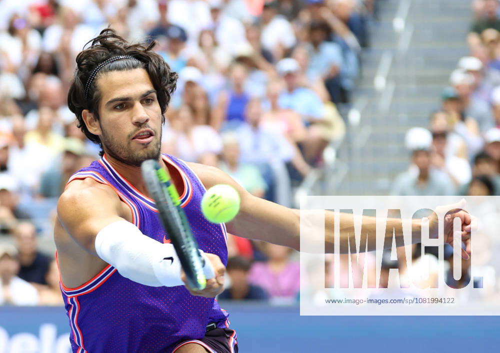 CARLOS ALCARAZ of Spain during the match in the first round mixed doubles of US Open with S. Williams of USA against E. Routliffe of New Zealand and L. Glasspool of Great Britain. New York, USA. New York City USA - ZUMAc278 20260825_zsp_c278_042