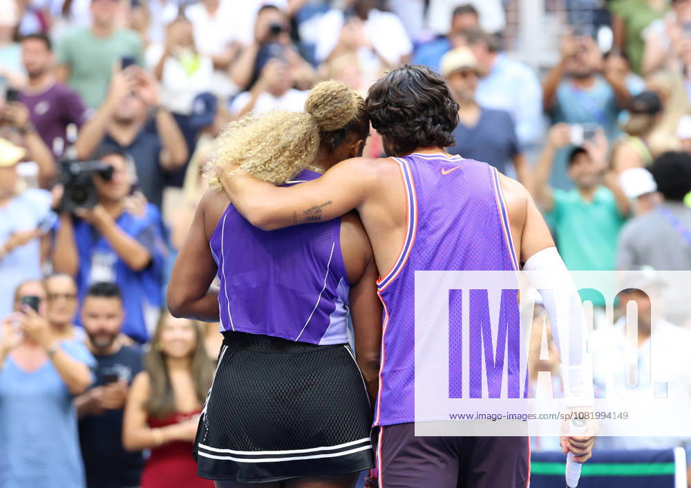 CARLOS ALCARAZ of Spain and SERENA WILLIAMS of USA during the match in the first round mixed doubles of US Open against E. Routliffe of New Zealand and L. Glasspool of Great Britain. New York, USA. New York City USA - ZUMAc278 20260825_zsp_c278_052