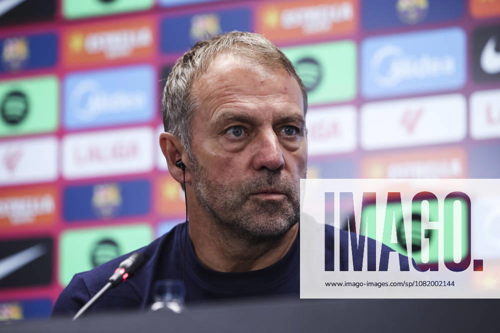 Hansi Flick, head coach of FC Barcelona, Barca attends his press conference, PK, Pressekonferenz during the training day of FC Barcelona ahead the Spanish League, LaLiga EA Sports, football match against Athletic Club at Ciudad Esportiva Joan Gamper on August 26, 2026 in Sant Joan Despi, Barcelona, Spain. FC Barcelona Training And Press Conference - LaLiga EA Sports - ZUMAa181 20260826_zaa_a181_044