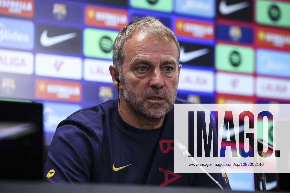 Hansi Flick, head coach of FC Barcelona, Barca attends his press conference, PK, Pressekonferenz during the training day of FC Barcelona ahead the Spanish League, LaLiga EA Sports, football match against Athletic Club at Ciudad Esportiva Joan Gamper on August 26, 2026 in Sant Joan Despi, Barcelona, Spain. FC Barcelona Training And Press Conference - LaLiga EA Sports - ZUMAa181 20260826_zaa_a181_045