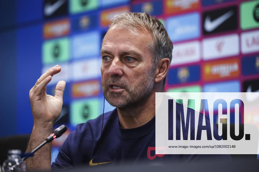 Hansi Flick, head coach of FC Barcelona, Barca attends his press conference, PK, Pressekonferenz during the training day of FC Barcelona ahead the Spanish League, LaLiga EA Sports, football match against Athletic Club at Ciudad Esportiva Joan Gamper on August 26, 2026 in Sant Joan Despi, Barcelona, Spain. FC Barcelona Training And Press Conference - LaLiga EA Sports - ZUMAa181 20260826_zaa_a181_046