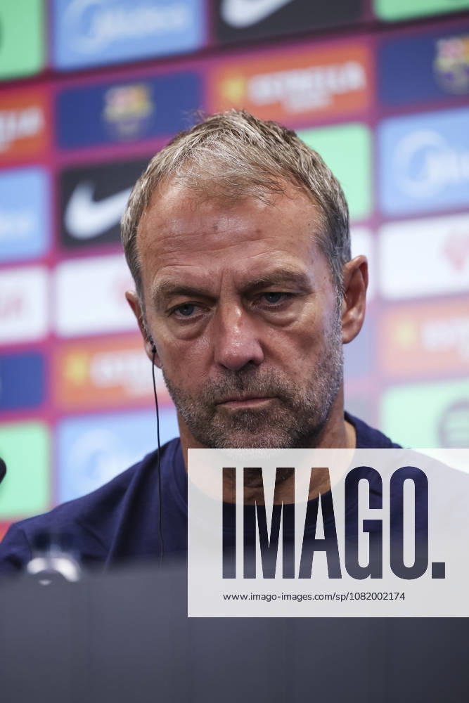 Hansi Flick, head coach of FC Barcelona, Barca attends his press conference, PK, Pressekonferenz during the training day of FC Barcelona ahead the Spanish League, LaLiga EA Sports, football match against Athletic Club at Ciudad Esportiva Joan Gamper on August 26, 2026 in Sant Joan Despi, Barcelona, Spain. FC Barcelona Training And Press Conference - LaLiga EA Sports - ZUMAa181 20260826_zaa_a181_049