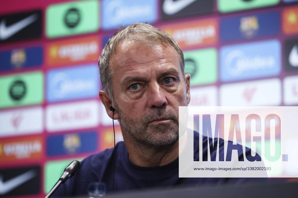Hansi Flick, head coach of FC Barcelona, Barca attends his press conference, PK, Pressekonferenz during the training day of FC Barcelona ahead the Spanish League, LaLiga EA Sports, football match against Athletic Club at Ciudad Esportiva Joan Gamper on August 26, 2026 in Sant Joan Despi, Barcelona, Spain. FC Barcelona Training And Press Conference - LaLiga EA Sports - ZUMAa181 20260826_zaa_a181_051