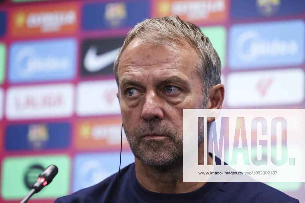 Hansi Flick, head coach of FC Barcelona, Barca attends his press conference, PK, Pressekonferenz during the training day of FC Barcelona ahead the Spanish League, LaLiga EA Sports, football match against Athletic Club at Ciudad Esportiva Joan Gamper on August 26, 2026 in Sant Joan Despi, Barcelona, Spain. FC Barcelona Training And Press Conference - LaLiga EA Sports - ZUMAa181 20260826_zaa_a181_054