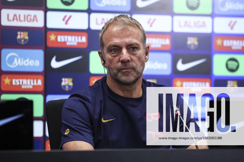 Hansi Flick, head coach of FC Barcelona, Barca attends his press conference, PK, Pressekonferenz during the training day of FC Barcelona ahead the Spanish League, LaLiga EA Sports, football match against Athletic Club at Ciudad Esportiva Joan Gamper on August 26, 2026 in Sant Joan Despi, Barcelona, Spain. FC Barcelona Training And Press Conference - LaLiga EA Sports - ZUMAa181 20260826_zaa_a181_055