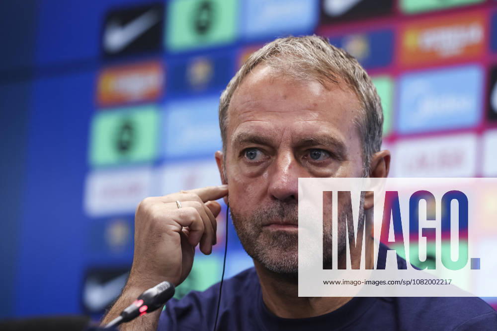 Hansi Flick, head coach of FC Barcelona, Barca attends his press conference, PK, Pressekonferenz during the training day of FC Barcelona ahead the Spanish League, LaLiga EA Sports, football match against Athletic Club at Ciudad Esportiva Joan Gamper on August 26, 2026 in Sant Joan Despi, Barcelona, Spain. FC Barcelona Training And Press Conference - LaLiga EA Sports - ZUMAa181 20260826_zaa_a181_057