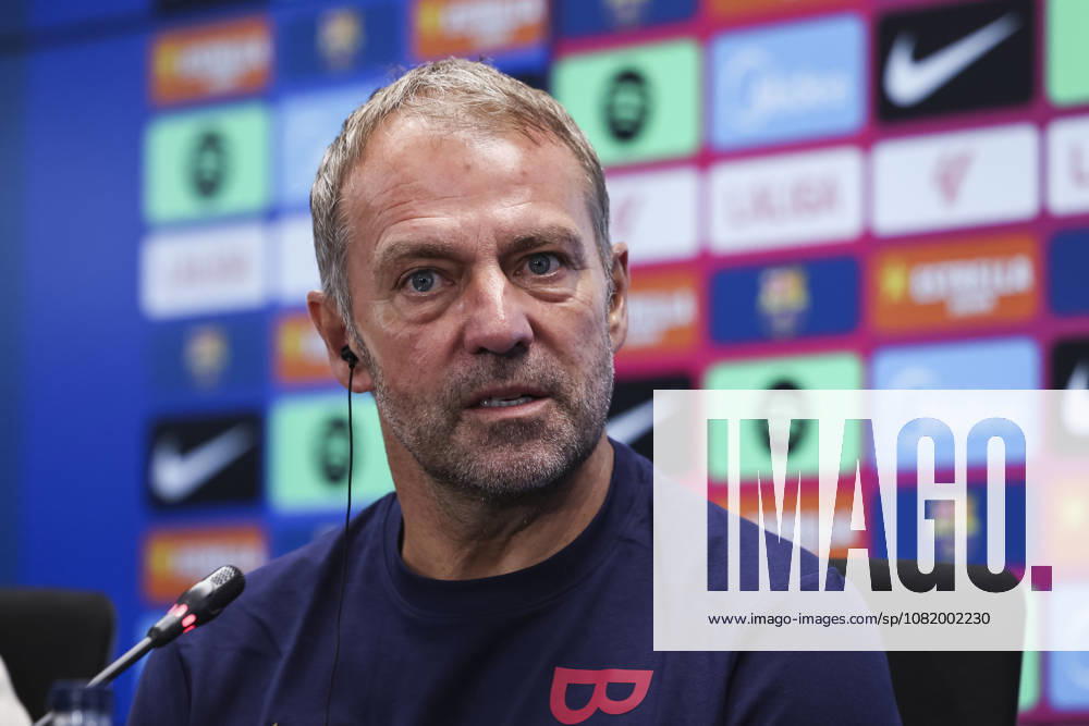 Hansi Flick, head coach of FC Barcelona, Barca attends his press conference, PK, Pressekonferenz during the training day of FC Barcelona ahead the Spanish League, LaLiga EA Sports, football match against Athletic Club at Ciudad Esportiva Joan Gamper on August 26, 2026 in Sant Joan Despi, Barcelona, Spain. FC Barcelona Training And Press Conference - LaLiga EA Sports - ZUMAa181 20260826_zaa_a181_062