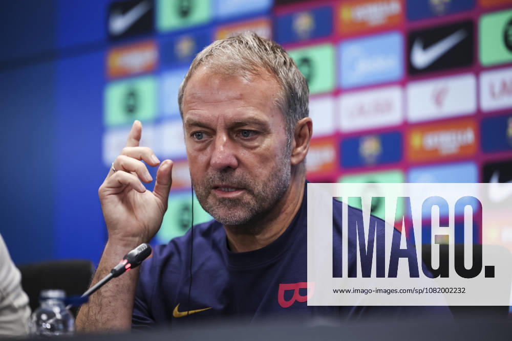 Hansi Flick, head coach of FC Barcelona, Barca attends his press conference, PK, Pressekonferenz during the training day of FC Barcelona ahead the Spanish League, LaLiga EA Sports, football match against Athletic Club at Ciudad Esportiva Joan Gamper on August 26, 2026 in Sant Joan Despi, Barcelona, Spain. FC Barcelona Training And Press Conference - LaLiga EA Sports - ZUMAa181 20260826_zaa_a181_063