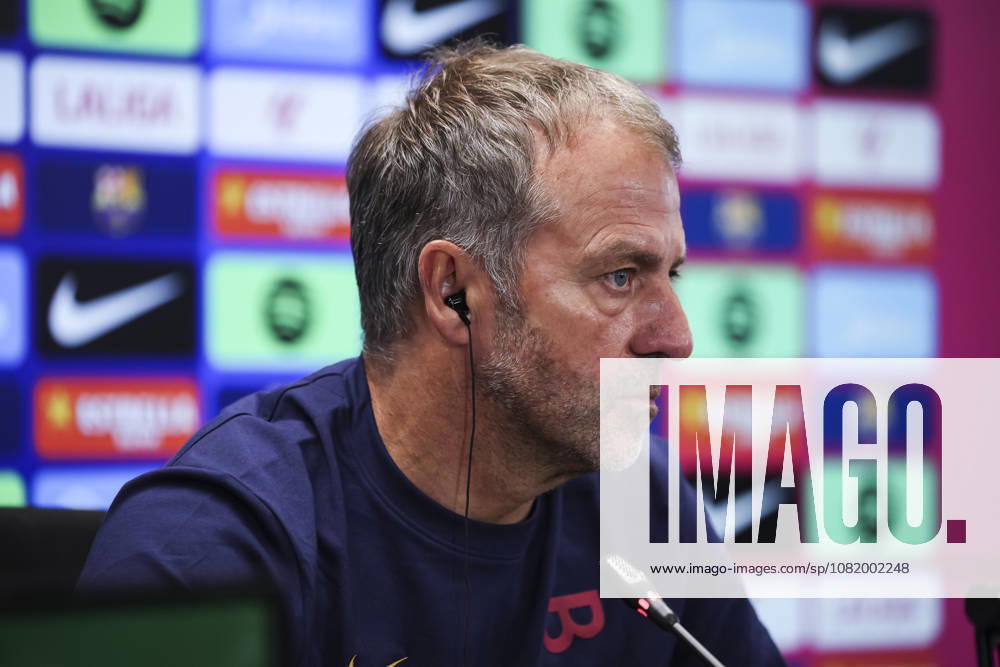 Hansi Flick, head coach of FC Barcelona, Barca attends his press conference, PK, Pressekonferenz during the training day of FC Barcelona ahead the Spanish League, LaLiga EA Sports, football match against Athletic Club at Ciudad Esportiva Joan Gamper on August 26, 2026 in Sant Joan Despi, Barcelona, Spain. FC Barcelona Training And Press Conference - LaLiga EA Sports - ZUMAa181 20260826_zaa_a181_067