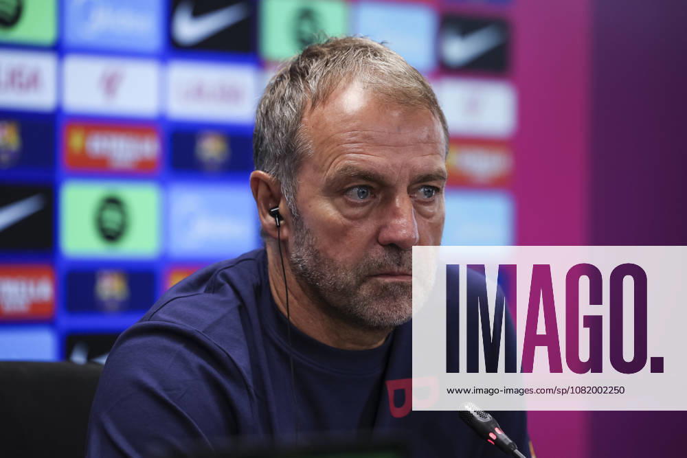 Hansi Flick, head coach of FC Barcelona, Barca attends his press conference, PK, Pressekonferenz during the training day of FC Barcelona ahead the Spanish League, LaLiga EA Sports, football match against Athletic Club at Ciudad Esportiva Joan Gamper on August 26, 2026 in Sant Joan Despi, Barcelona, Spain. FC Barcelona Training And Press Conference - LaLiga EA Sports - ZUMAa181 20260826_zaa_a181_068