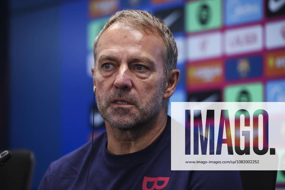 Hansi Flick, head coach of FC Barcelona, Barca attends his press conference, PK, Pressekonferenz during the training day of FC Barcelona ahead the Spanish League, LaLiga EA Sports, football match against Athletic Club at Ciudad Esportiva Joan Gamper on August 26, 2026 in Sant Joan Despi, Barcelona, Spain. FC Barcelona Training And Press Conference - LaLiga EA Sports - ZUMAa181 20260826_zaa_a181_069