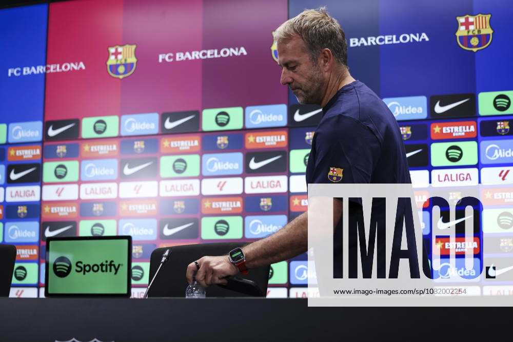 Hansi Flick, head coach of FC Barcelona, Barca attends his press conference, PK, Pressekonferenz during the training day of FC Barcelona ahead the Spanish League, LaLiga EA Sports, football match against Athletic Club at Ciudad Esportiva Joan Gamper on August 26, 2026 in Sant Joan Despi, Barcelona, Spain. FC Barcelona Training And Press Conference - LaLiga EA Sports - ZUMAa181 20260826_zaa_a181_070