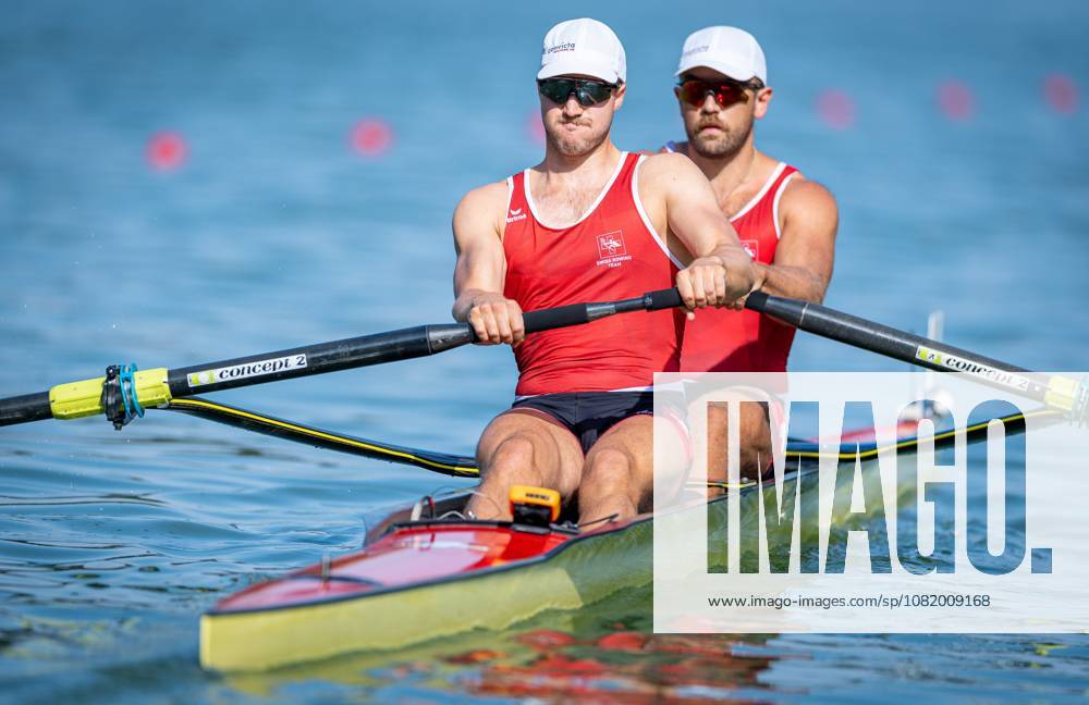 AMSTERDAM - Jonah Plock and Patrick Brunner (SUI) in action in the men s pair without cox on the third day of the World Rowing Championships at the Bosbaan in the Amsterdam Forest. IRIS VAN DEN BROEK ANP ANPxSportx IVx 566311828 originalFilename: 566311828