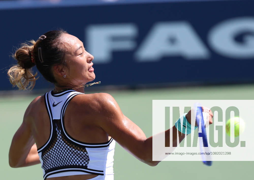 QINWEN ZHENG of China during the match against C, Burel of France in the second round womenÃ¢â‚¬â ¢s qualifying singles of US Open. New York, USA. Zheng 6:1, 7:5. Tennis: US Open - Qinwen Zheng 6:1, 7:5 - ZUMAc278 20260826_zsp_c278_007