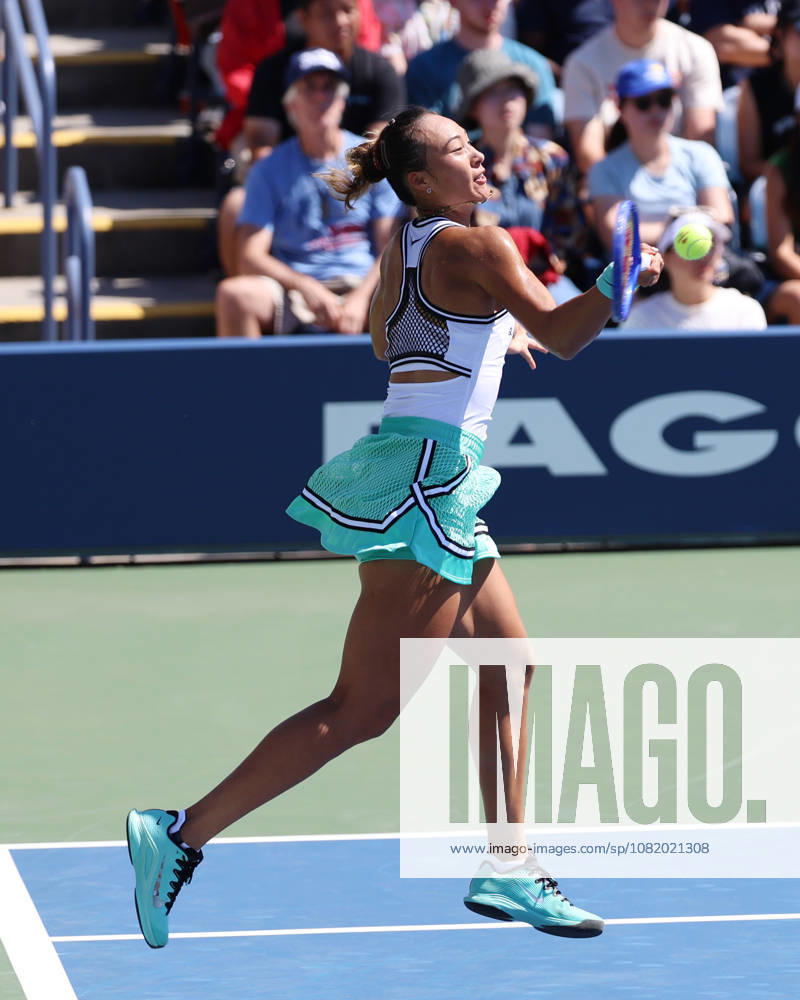 QINWEN ZHENG of China during the match against C, Burel of France in the second round womenâ€⠢s qualifying singles of US Open. New York, USA. Zheng 6:1, 7:5. Tennis: US Open - Qinwen Zheng 6:1, 7:5 - ZUMAc278 20260826_zsp_c278_011