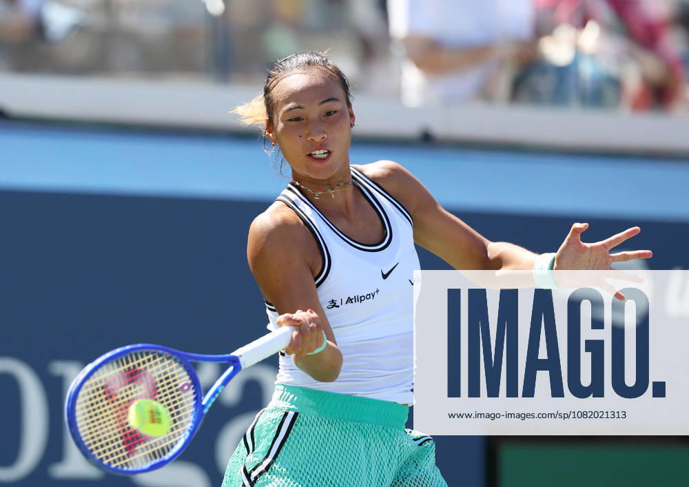 QINWEN ZHENG of China during the match against C, Burel of France in the second round womenâ€⠢s qualifying singles of US Open. New York, USA. Zheng 6:1, 7:5. Tennis: US Open - Qinwen Zheng 6:1, 7:5 - ZUMAc278 20260826_zsp_c278_014