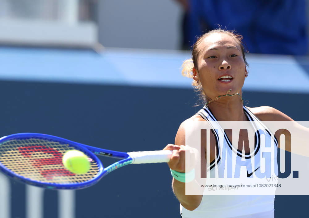 QINWEN ZHENG of China during the match against C, Burel of France in the second round womenâ€⠢s qualifying singles of US Open. New York, USA. Zheng 6:1, 7:5. Tennis: US Open - Qinwen Zheng 6:1, 7:5 - ZUMAc278 20260826_zsp_c278_020