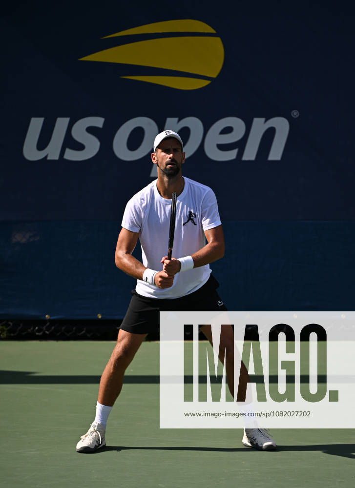 FLUSHING NY- AUGUST 26: Novak Djokovic is seen on the practice court during the 2026 US Open at the USTA Billie Jean King National Tennis Center on August 26, 2026 in Flushing Queens.