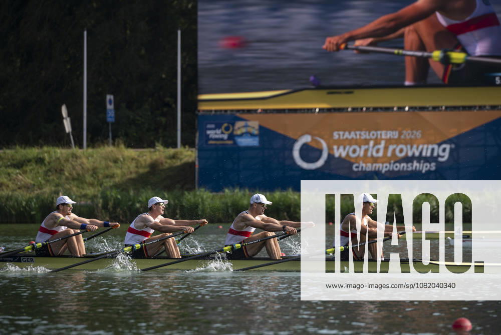 Amsterdam The Netherlands 27th August 2026 2026 World Rowing Championships on the Bosbaan in Amsterdam Men s Quadruple Sculls Semifinal 2 (Semifinal) B Marc Weber 2 Felix Heinrich 3 Jonas Gelsen S Ole Hohensee (GER) watersport,