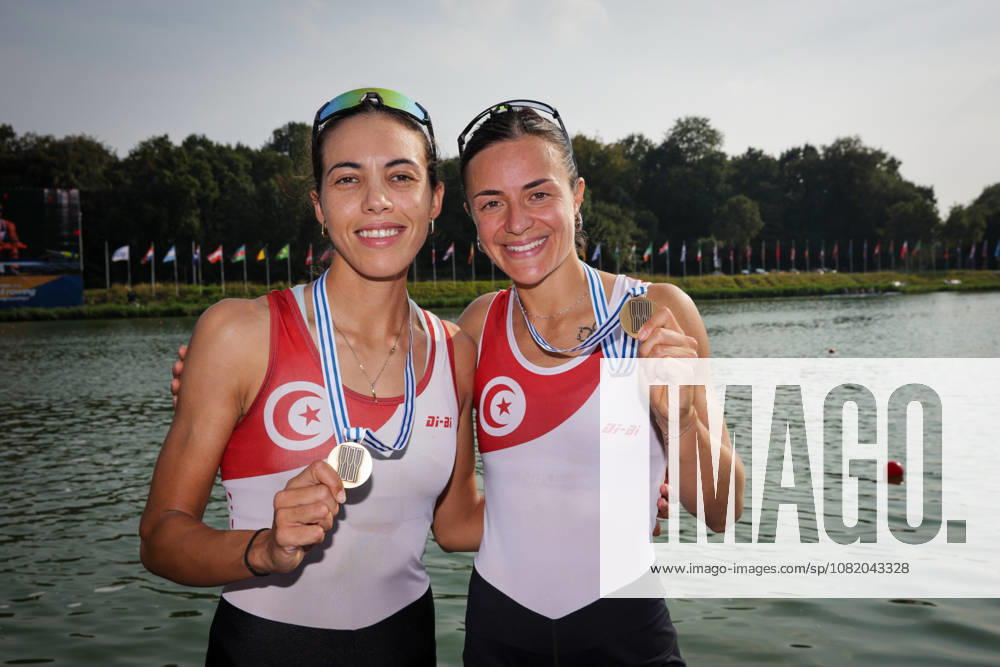 27th August 2026; Bosbaan, Amsterdam, Holland, Netherlands; 2026 World Rowing Championships, Day Four; the medal ceremony; Tunisia Lightweight Womens Double Sculls (LW2x) with Khadija Krimi and Selma Dhaouadi bronze medallists AnthonyxBenoit