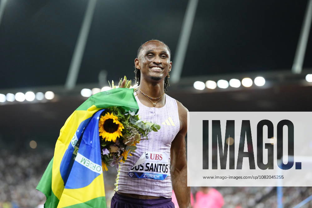 Alison dos Santos (BRA) with a new world record competes in the 400m Hurdles Men during the Wanda Diamond League Weltklasse Zürich at Stadion Letzigrund on August 27, 2026 in Zürich, Switzerland.