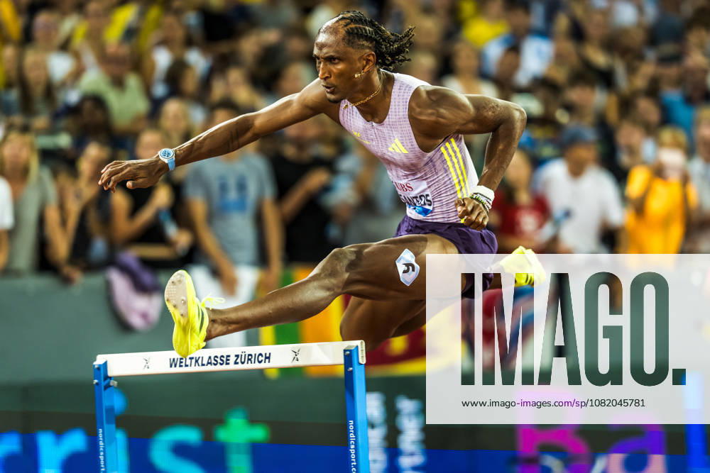 Alison Dos Santos of Brazil (BRA) competes in the 400 m hurdles at Diamond League: Weltklasse Zürich on August 27, 2026 in the Stadion Letzigrund, Zürich, Switzerland.