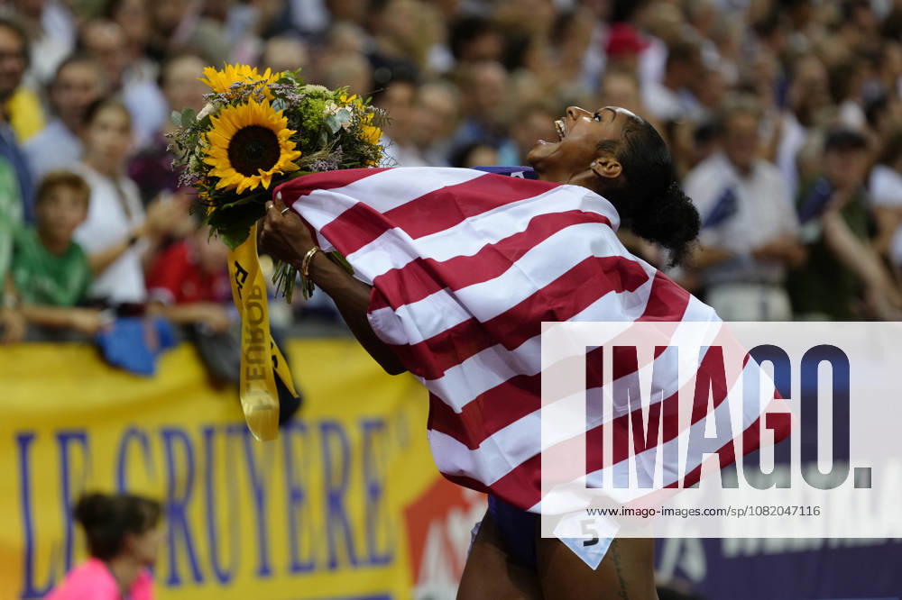 Masai Russell (USA) run for a new world record in the 100m Hurdles Women during the Wanda Diamond League Weltklasse Zürich at Stadion Letzigrund on August 27, 2026 in Zürich, Switzerland.