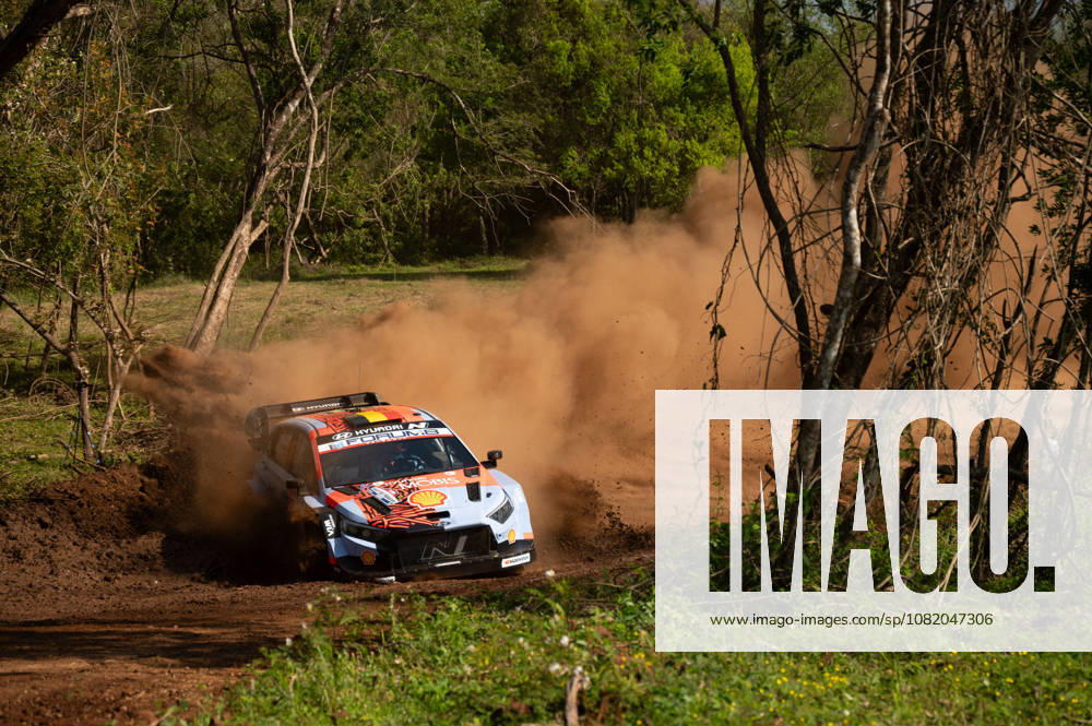 Driver Thierry Neuville and co-driver Martijn Wydaeghe of the Hyundai Shell Mobis World Rally Team, driving a Hyundai i20 N Rally1, face challenges during the shakedown at the FIA World Rally Championship (WRC) Ueno Rally del Paraguay on August 27, 2026, Encarnación, Paraguay. Photo by Luca Barsali, DeFodi Images