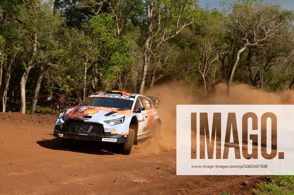 Driver Thierry Neuville and co-driver Martijn Wydaeghe of the Hyundai Shell Mobis World Rally Team, driving a Hyundai i20 N Rally1, face challenges during the shakedown at the FIA World Rally Championship (WRC) Ueno Rally del Paraguay on August 27, 2026, Encarnación, Paraguay. Photo by Luca Barsali, DeFodi Images
