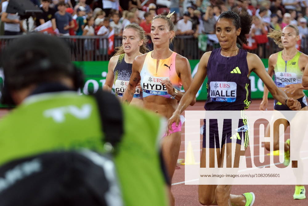 Americans 3000m steeple Gracie Hyde and Lexy Halladay, alongside with German Olivia Gürth, prepare to jump over the ostacle during Weltklasse 2026, the Zurich stage of Diamond League