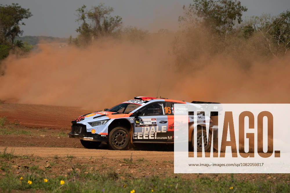 IPA87854961 - Driver Adrien Fourmaux and Co-Driver Alexandre Coria of the Hyundai Shell Mobis World Rally Team, driving a Hyundai i20 N Rally1, took part in the shakedown during the FIA World Rally Championship WRC, Motorsport Rallye, WM Ueno Rally of Paraguay 2026 on August 27 in Encarnación, Paraguay
