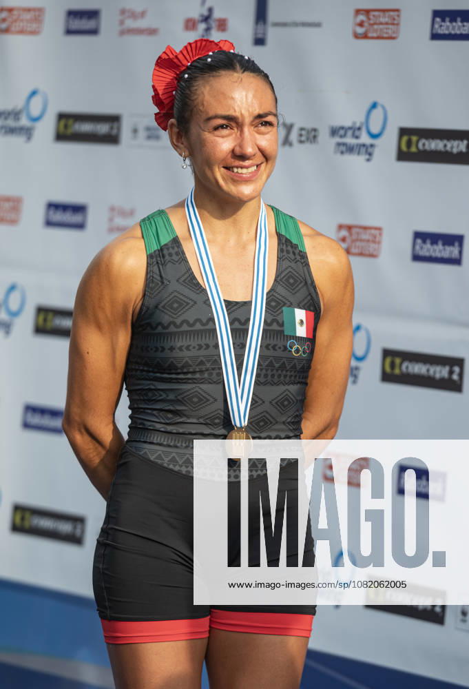 Amsterdam The Netherlands 27th August 2026 2026 World Rowing Championships on the Bosbaan in Amsterdam Lightweight Women s Single Sculls Final A (Final) Medal ceremony Kenia Lechuga Alanis (MEX) wins gold. watersport,