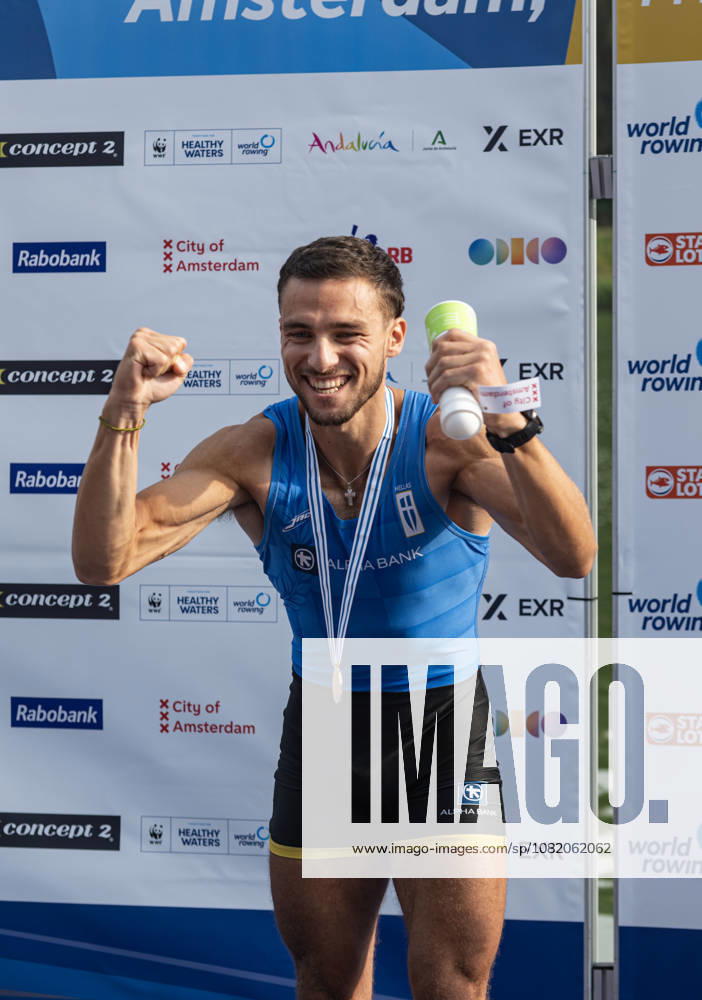 Amsterdam The Netherlands 27th August 2026 2026 World Rowing Championships on the Bosbaan in Amsterdam Lightweight Men s Single Sculls Final A (Final) Petros Gkaidatzis (GRE) wins gold watersport,
