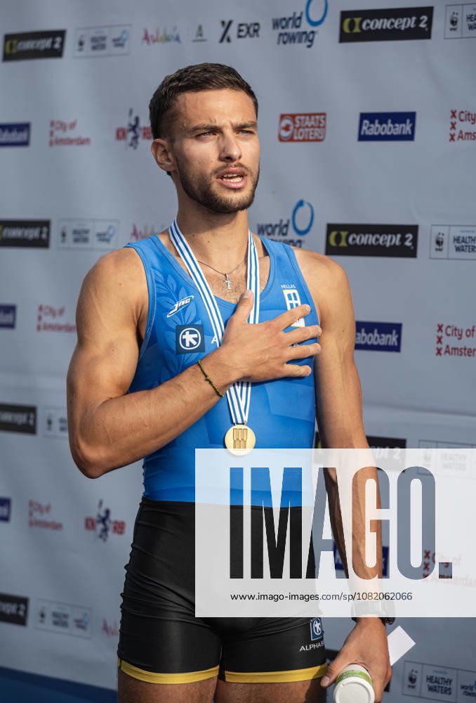 Amsterdam The Netherlands 27th August 2026 2026 World Rowing Championships on the Bosbaan in Amsterdam Lightweight Men s Single Sculls Final A (Final) Petros Gkaidatzis (GRE) wins gold watersport,