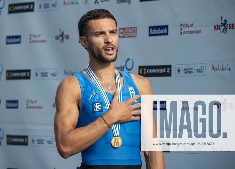 Amsterdam The Netherlands 27th August 2026 2026 World Rowing Championships on the Bosbaan in Amsterdam Lightweight Men s Single Sculls Final A (Final) Petros Gkaidatzis (GRE) wins gold watersport,