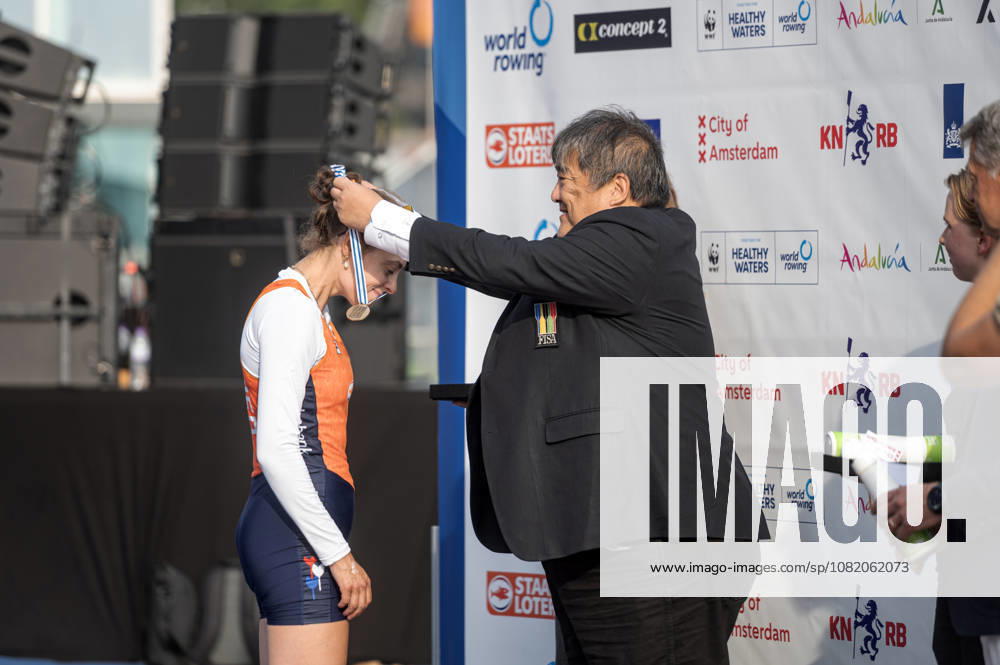 Amsterdam The Netherlands 27th August 2026 2026 World Rowing Championships on the Bosbaan in Amsterdam Lightweight Women s Single Sculls Final A (Final) Medal ceremony Femke Van De Vliet (NED) wins bronze. watersport,