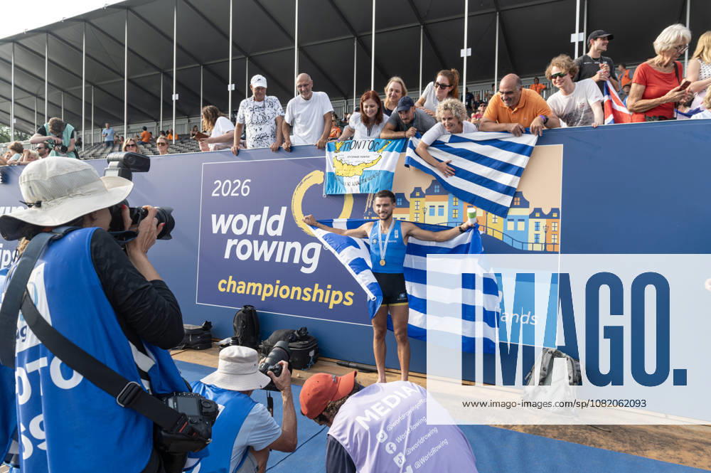 Amsterdam The Netherlands 27th August 2026 2026 World Rowing Championships on the Bosbaan in Amsterdam Lightweight Men s Single Sculls Final A (Final) Petros Gkaidatzis (GRE) wins gold watersport,