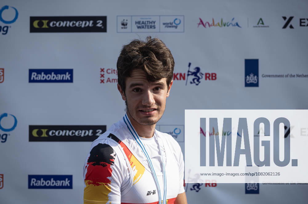 Amsterdam The Netherlands 27th August 2026 2026 World Rowing Championships on the Bosbaan in Amsterdam Lightweight Men s Double Sculls Final A (Final) Medal ceremony MAXIMILIAN RUEHLING (GER) wins silver. watersport,