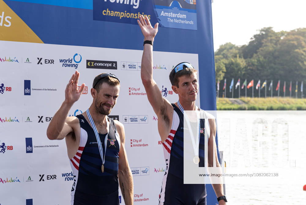 Amsterdam The Netherlands 27th August 2026 2026 World Rowing Championships on the Bosbaan in Amsterdam Lightweight Men s Double Sculls Final A (Final) Medal ceremony Jamie Copus and Sean Richardson (USA) win bronze. watersport,