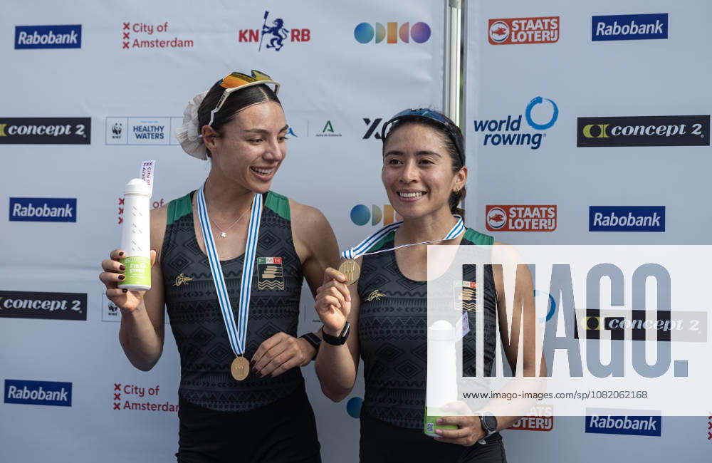 Amsterdam The Netherlands 27th August 2026 2026 World Rowing Championships on the Bosbaan in Amsterdam Lightweight Women s Double Sculls Final (Final) Medal ceremony. Gold medal winners Aylin Maryah Ibarra Maduena and Melissa Marquez (MEX) watersport,