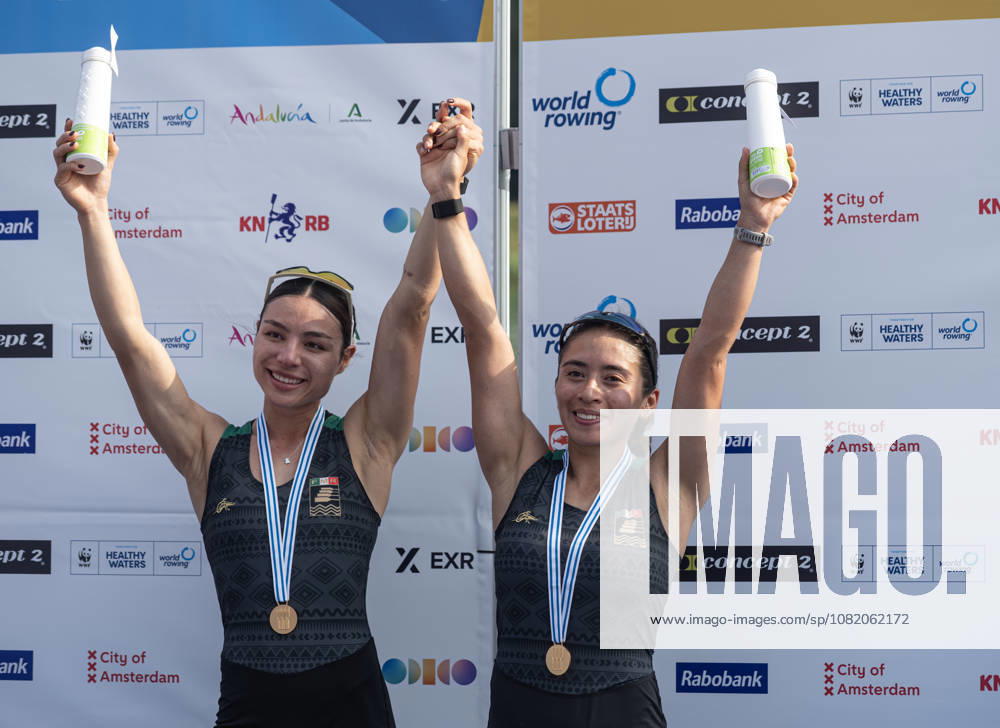 Amsterdam The Netherlands 27th August 2026 2026 World Rowing Championships on the Bosbaan in Amsterdam Lightweight Women s Double Sculls Final (Final) Medal ceremony. Gold medal winners Aylin Maryah Ibarra Maduena and Melissa Marquez (MEX) watersport,