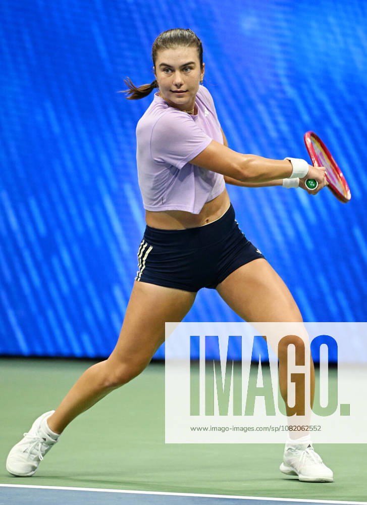 FLUSHING NY- AUGUST 27: Iva Jovic is seen on the practice court during the 2026 US Open On Arthur Ashe Stadium at the USTA Billie Jean King National Tennis Center on August 27, 2026 in Flushing Queens.