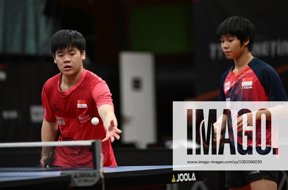 Final of mixed doubles of Table tennis, Tischtennis during the WTT Feeder Olomouc, Czech Republic, August 28, 2026. From left Quek Izaac and Ming Ying of Singapore. (CTKxPhoto LudekxPerina) CTKPhotoP2026082804284 CTKPhotoP2026082804284