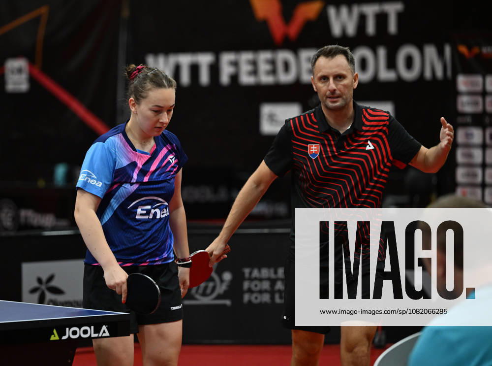 Final of mixed doubles of Table tennis, Tischtennis during the WTT Feeder Olomouc, Czech Republic, August 28, 2026. From left Natalia Bajorova of Poland, Lubomir Pistej od Slovakia. (CTKxPhoto LudekxPerina) CTKPhotoP2026082804381 CTKPhotoP2026082804381
