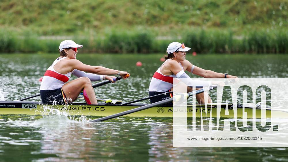 AMSTERDAM - Luise Bachmann and Tabea Schendekehl (GER) during the B-final of the women s pair without cox on the fifth day of the World Rowing Championships at the Bosbaan in the Amsterdam Forest. IRIS VAN DEN BROEK ANP ANPxSportx IVx 566428430 originalFilename: 566428430