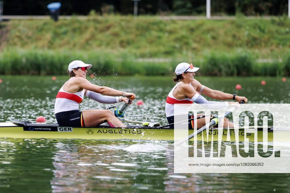 AMSTERDAM - Luise Bachmann and Tabea Schendekehl (GER) during the B-final of the women s pair without cox on the fifth day of the World Rowing Championships at the Bosbaan in the Amsterdam Forest. IRIS VAN DEN BROEK ANP ANPxSportx IVx 566428481 originalFilename: 566428481