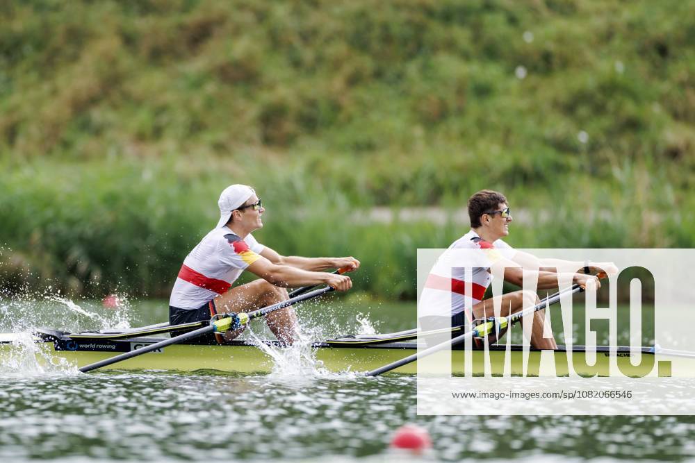 AMSTERDAM - Oliver Holtz and Arno Gaus (GER) during the B-final of the men s double sculls on the fifth day of the World Rowing Championships at the Bosbaan in the Amsterdam Forest. IRIS VAN DEN BROEK ANP ANPxSportx IVx 566428971 originalFilename: 566428971