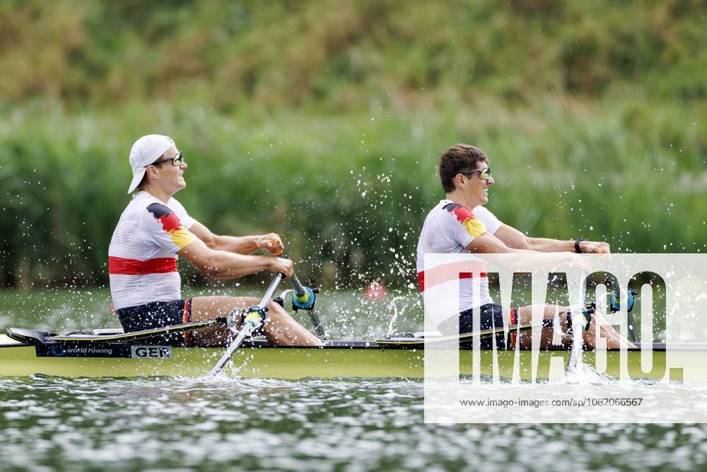 AMSTERDAM - Oliver Holtz and Arno Gaus (GER) during the B-final of the men s double sculls on the fifth day of the World Rowing Championships at the Bosbaan in the Amsterdam Forest. IRIS VAN DEN BROEK ANP ANPxSportx IVx 566428975 originalFilename: 566428975