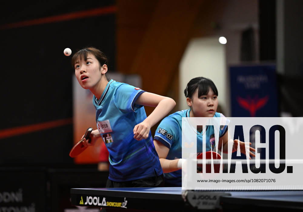 From left Rin Mende and Misuzu Takeya of Japan in action during the match against Orawan Paranang and Suthasini Sawettabut of Thailand during the women s doubles Table tennis, Tischtennis final at the WTT Feeder in Olomouc, Czech Republic, on August 28, 2026. (CTKxPhoto LudekxPerina) CTKPhotoP2026082806043 CTKPhotoP2026082806043